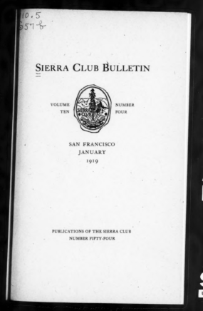Sierra Club Bulletin 1919 Vol 10 No 4 January thumbnail